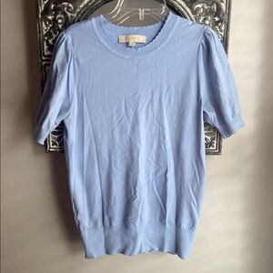 LOFT Sky Blue Puff Sleeve Top